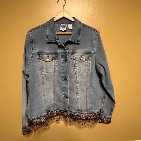 DG2 by Diane Gilman Denim Jacket with Fun accents - Picture 1 of 11